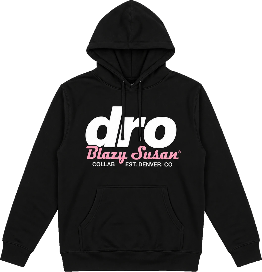 Black Collab Slogan Hoodie, Front